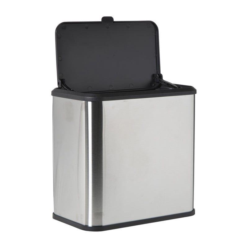 Mini prullenbak - zwart/zilverkleurig - 16.8x25x24.2 cm