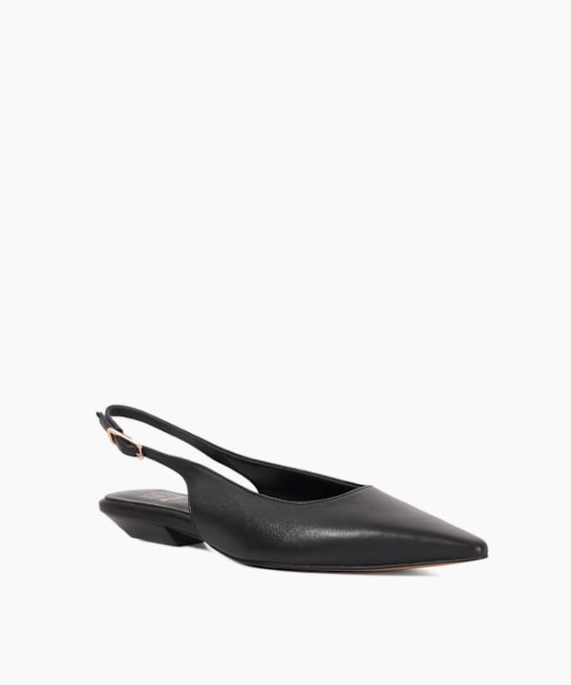 Hostess Black - Leather Sling Backs