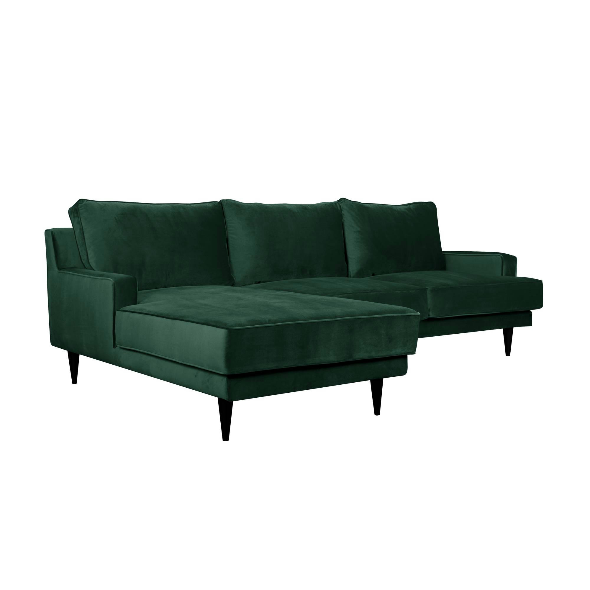 OSCAR - Canapé d'angle en tissu velours Canapé angle gauche vert emeraude