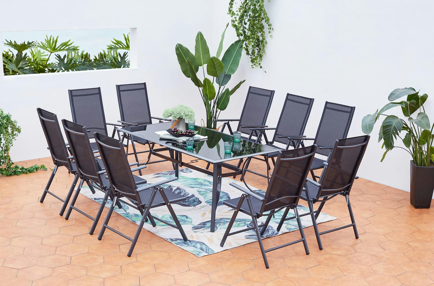 RIMINI - Table de jardin et 10 chaises en aluminium