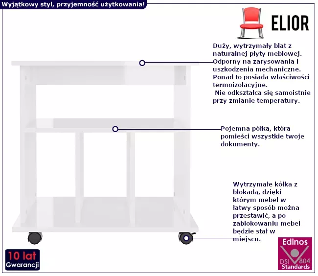 Biały kontener biurkowy z połyskiem - Joax