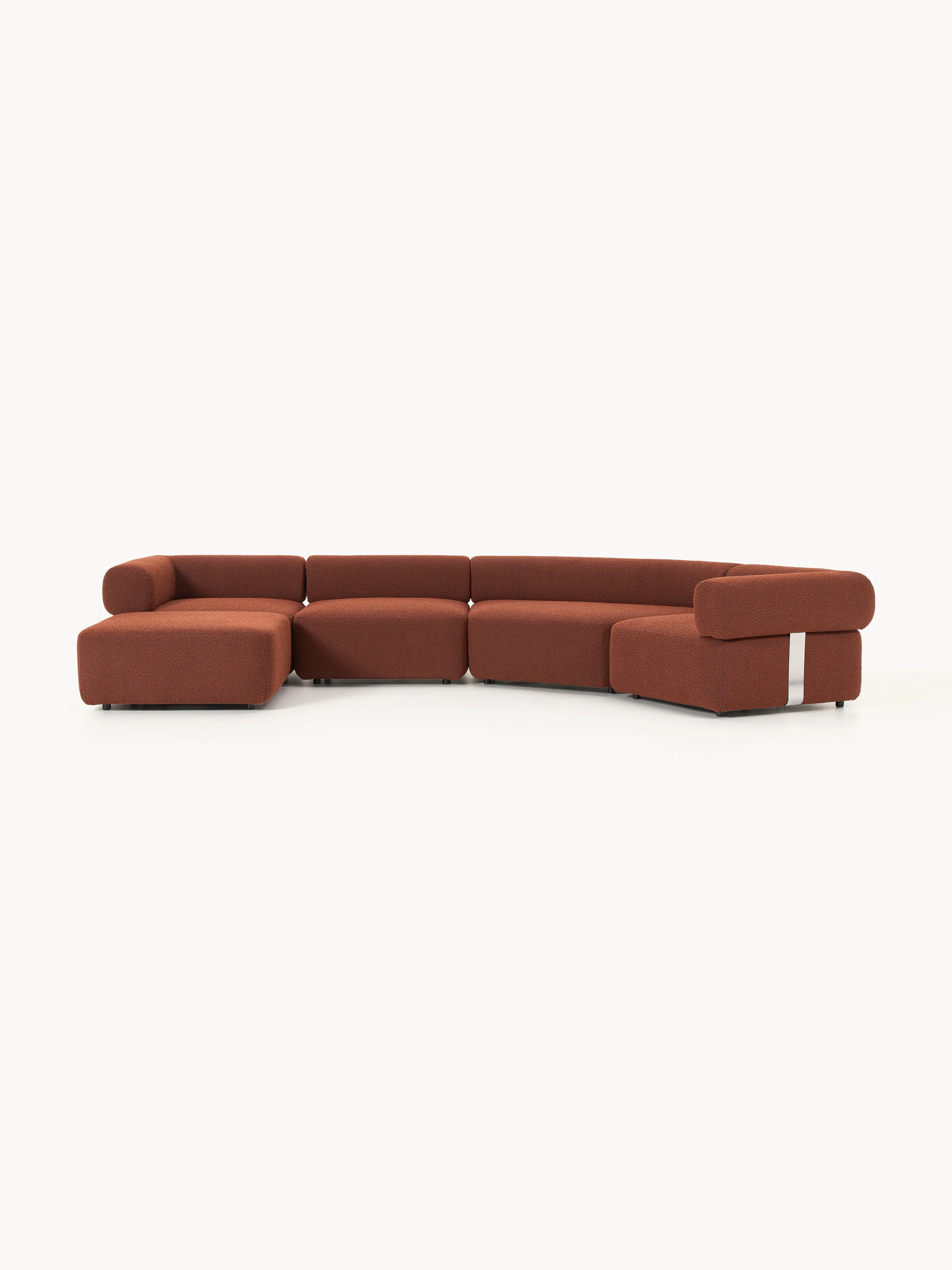 Großes modulares Bouclé-Sofa Anton mit Hocker (links/rechts)