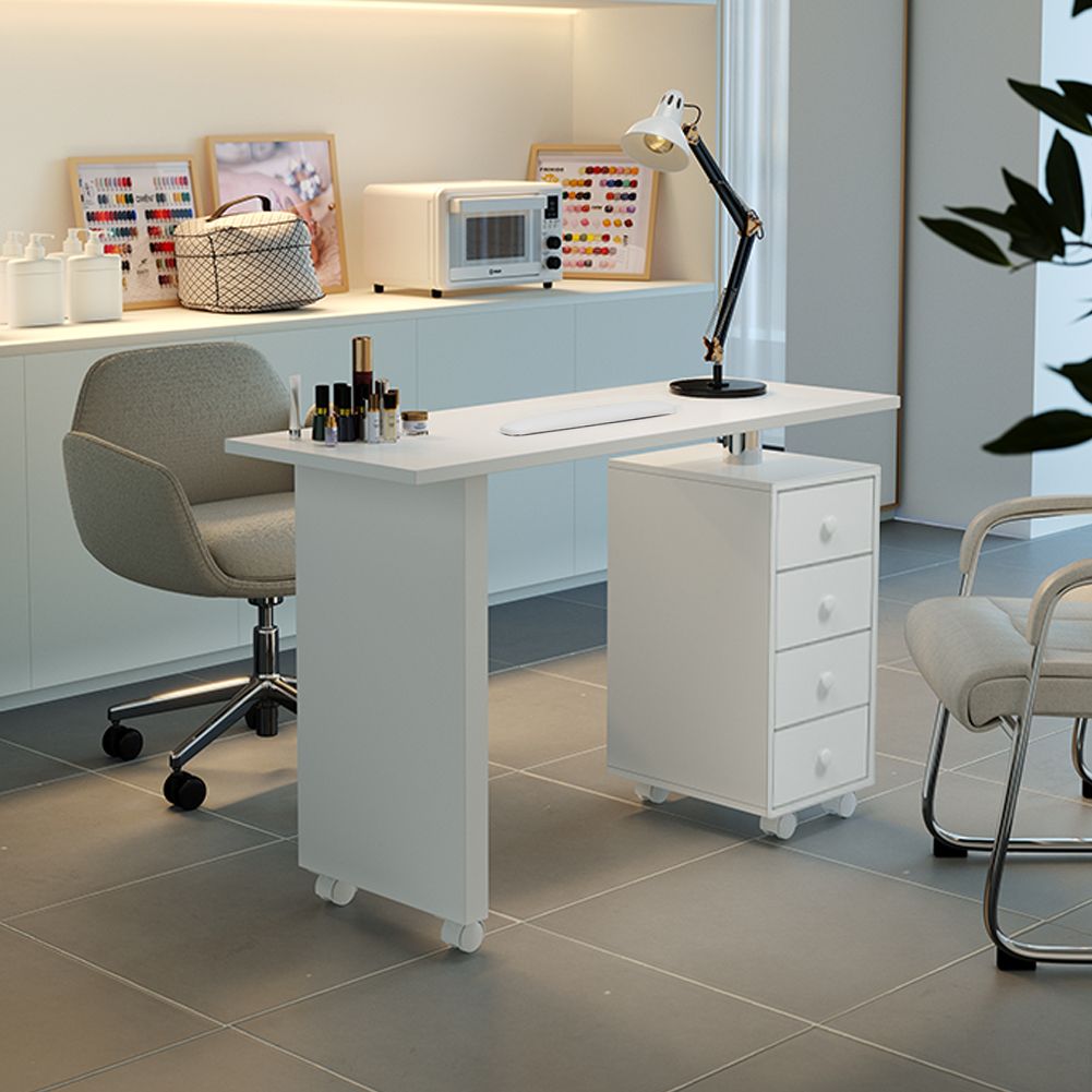 Living and Home 4 Drawers Manicure Nail Table Beauty Salon Desk with Wheels