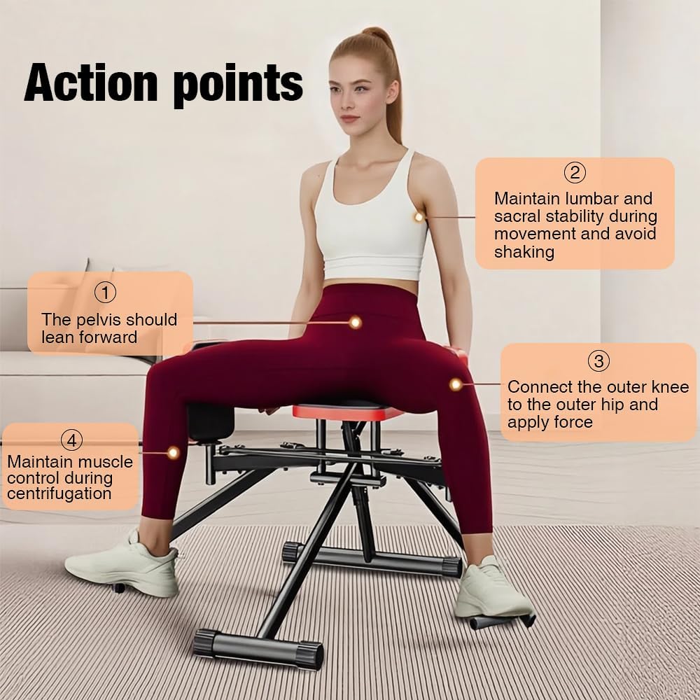 Hip Abduction & Glute Exercise Machine – Home Gym Thigh and Booty Workout Equipment for Women & Men – Compact Abductor Trainer with Adjustable Resistance & 35 lb Resistance Band