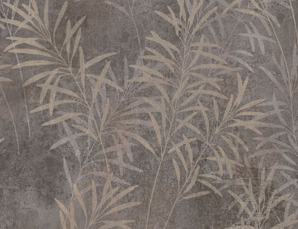 Vliestapete Blume Grau Creme