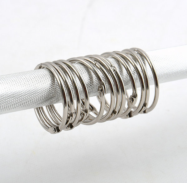 12 anneaux de rideau de douche diam. 4 cm, argent brossé, Spirella