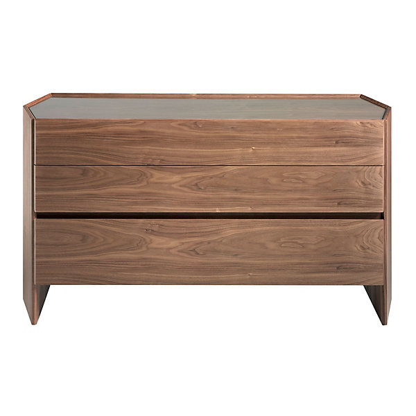 Commode en Noyer avec Plateau en Verre Trempé - élégance et Rangement Pratique