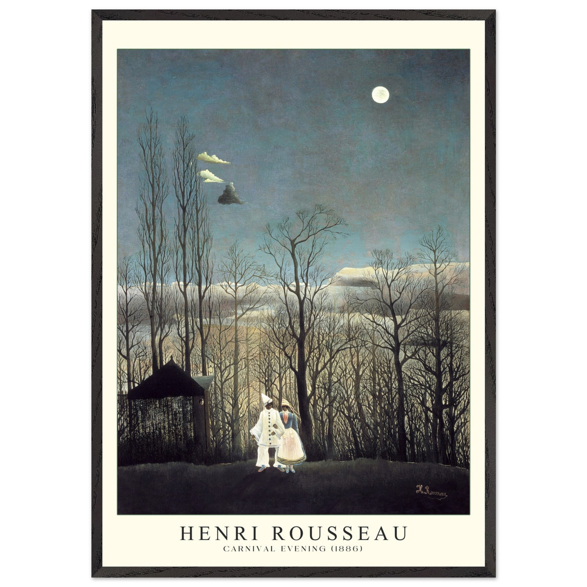 Artfulprints Poster met Lijst Henri Rousseau - Carnival evening  - 70x100 cm - Blauw