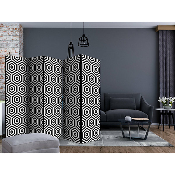 Paravent Hypnose Design en Noir et Blanc pour Intérieur 225 x 172 cm Noir et blanc