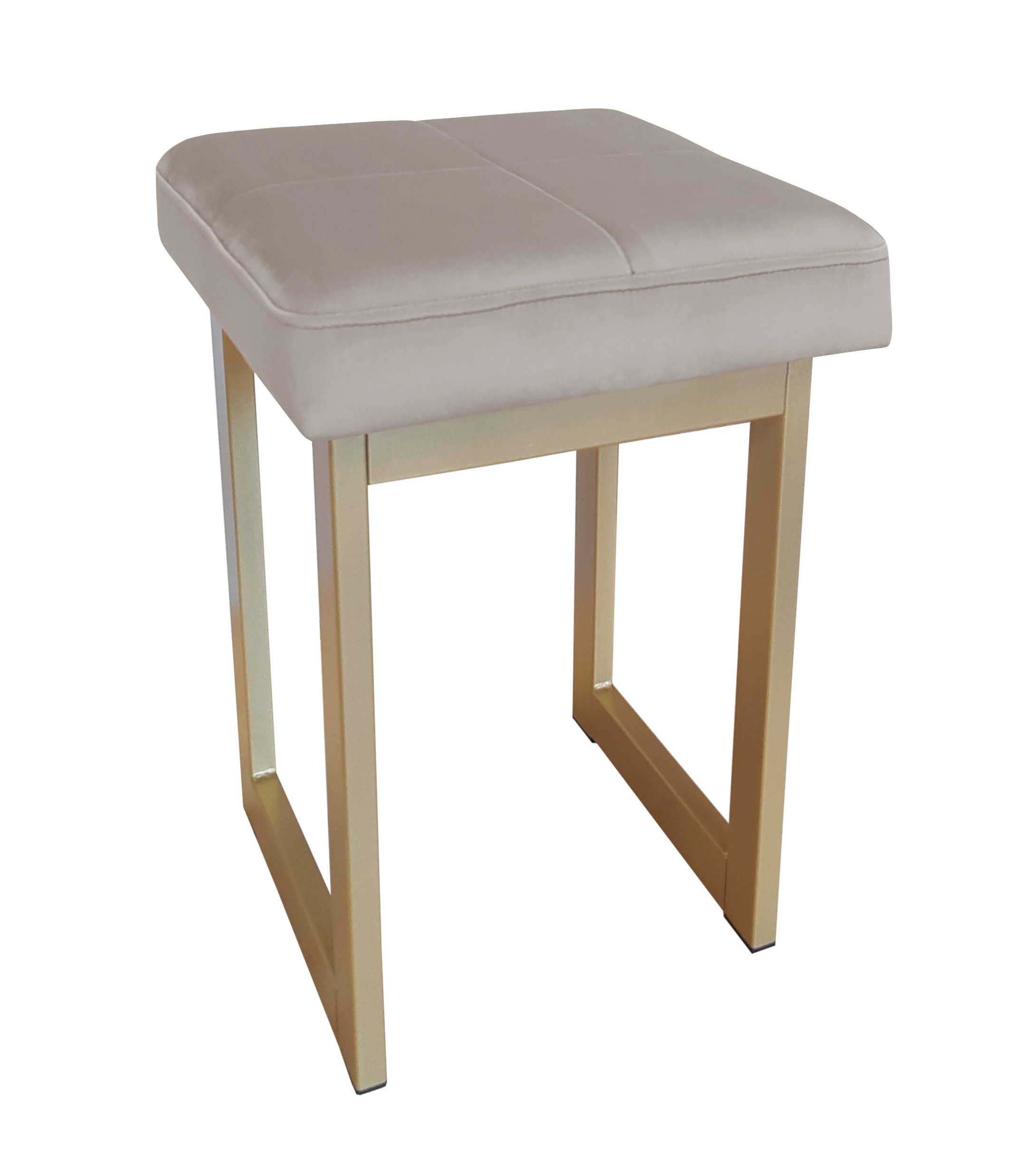 Taboret SOLID tkanina Welur stelaż metalowy STOŁEK LOFT