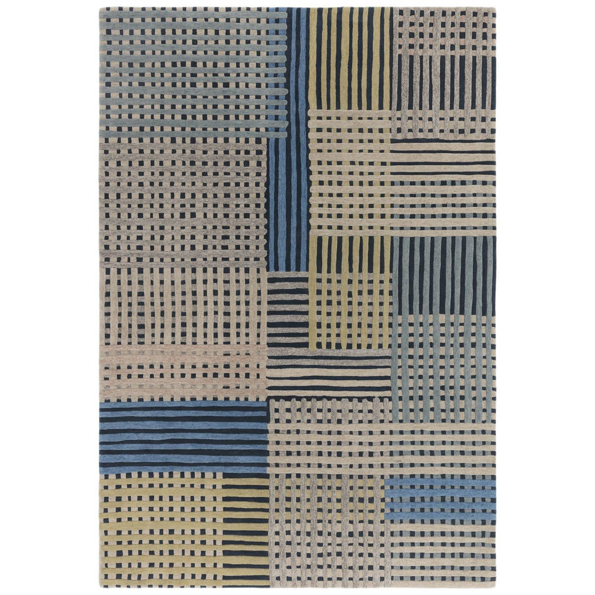 FACET - Tapis de salon en Laine Bleu 120x170 cm