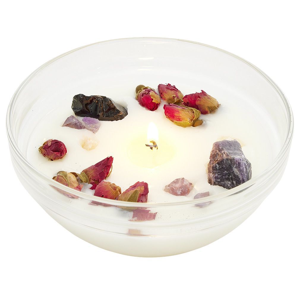 Coffret bougie DIY lithothérapie et fleurs séchées