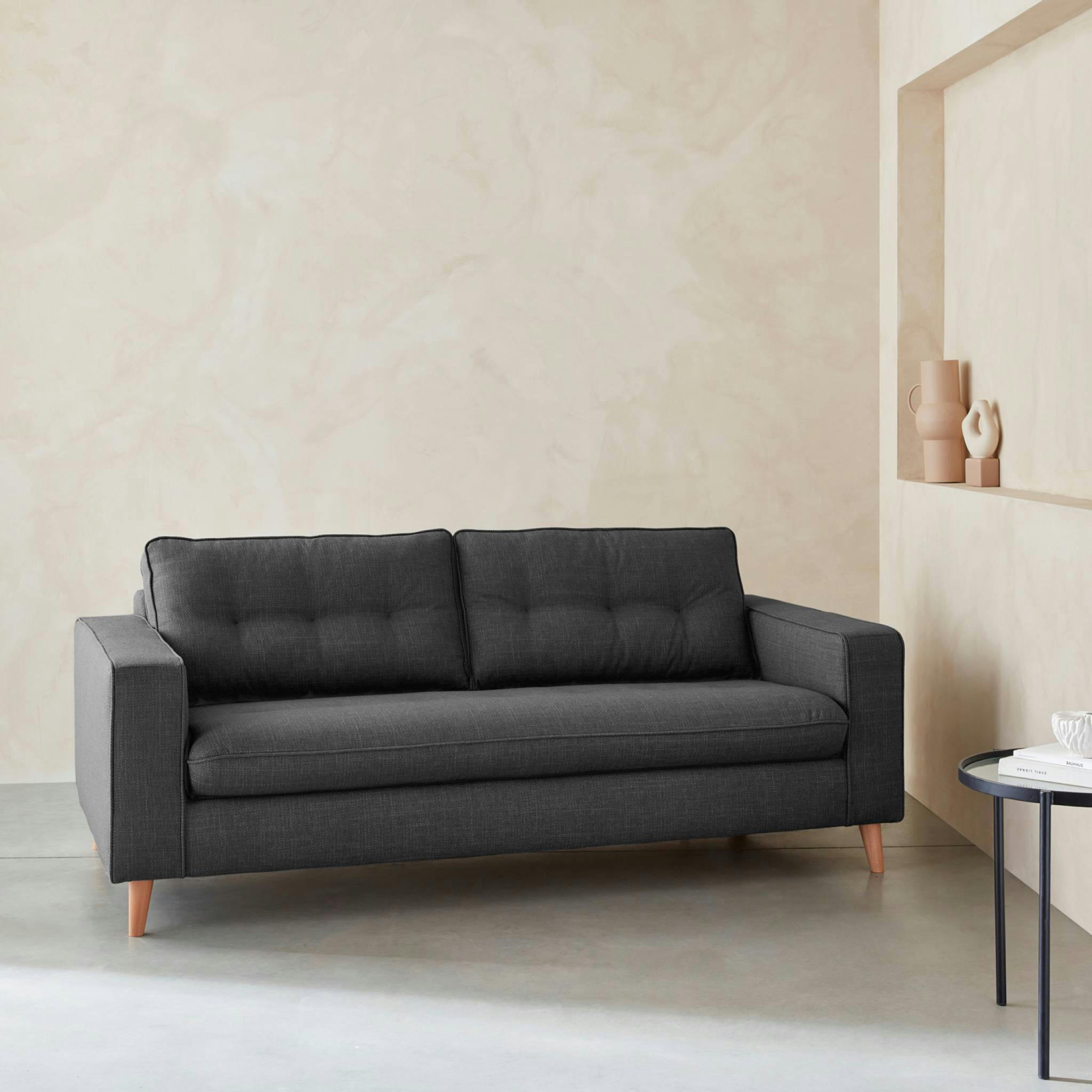 TOULOUSE - Canapé lit 3 places anthracite matelas 12cm