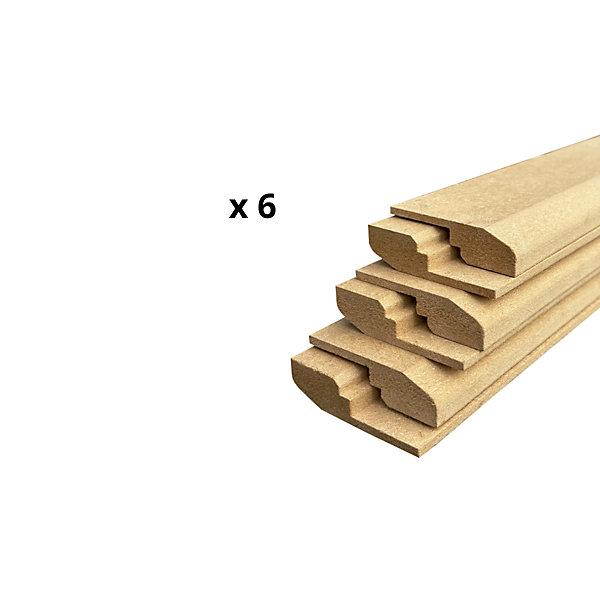 Lot de 6 Plinthes Goulotte MDF, L.2.44 m x H.6.8 cm, Ep.18 mm