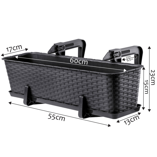 Skrzynka Balkonowa Doniczka Uchwyty Podstawka 60cm