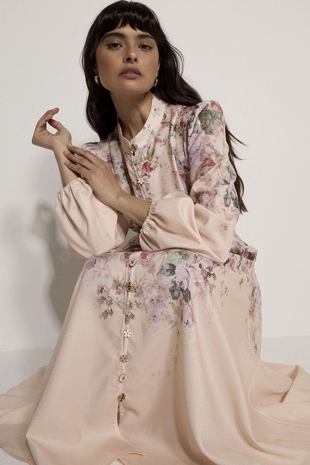 Apricot Vintage Floral Midi Dress