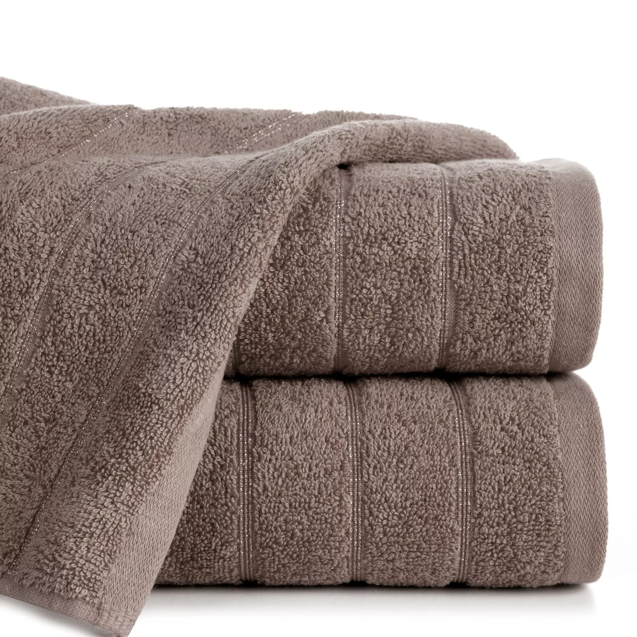 Ręcznik kąpielowy 50x90 cm bawełniany kolor jasnobrązowy z lśniącymi paseczkami 500 g/m2 DALI