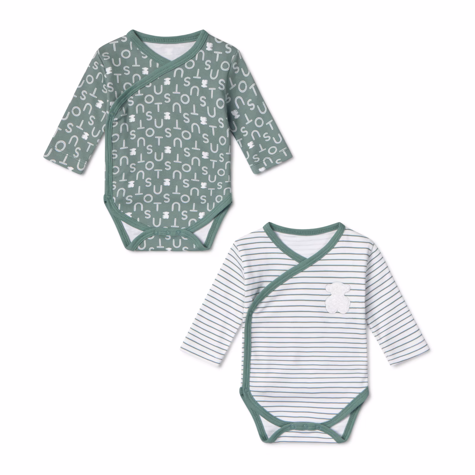 Pack de bodys de bebé cruzados Soft verde