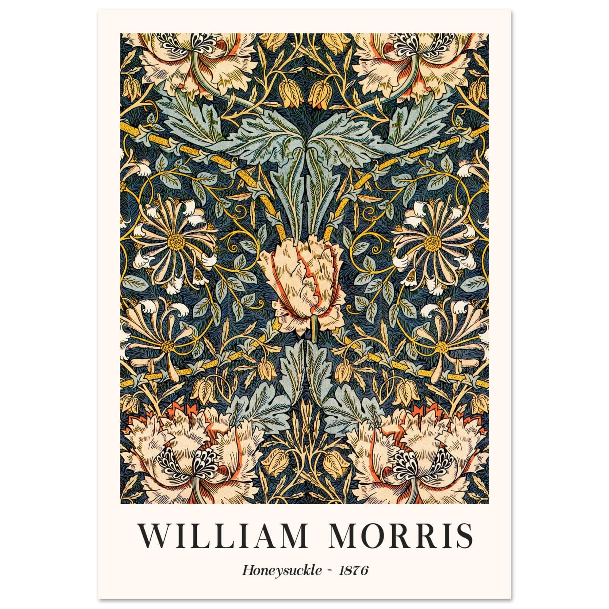 Artfulprints Poster William Morris - Honeysuckle 1876  - 70x100 cm - Donkergroen