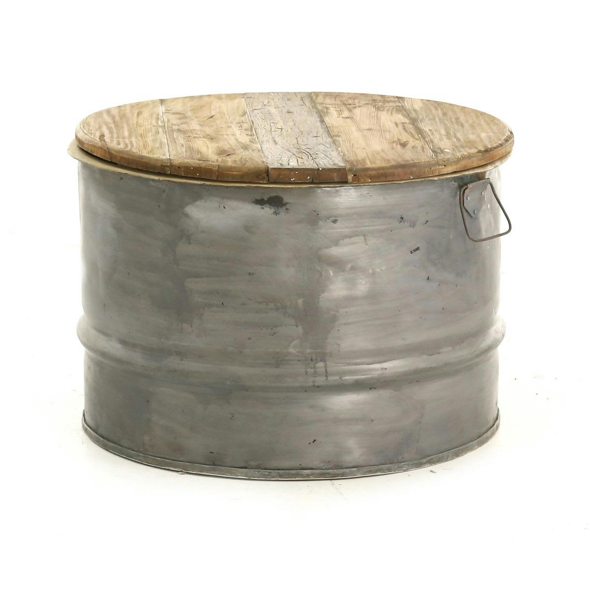 NOLDOR - Table basse ronde métal et bois H45 cm