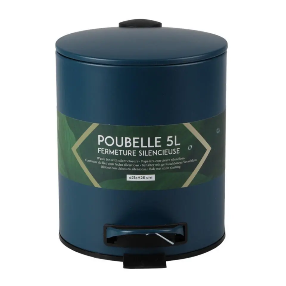 Urban Living Pedaalemmer Toulon - donkerblauw - 5L - metaal