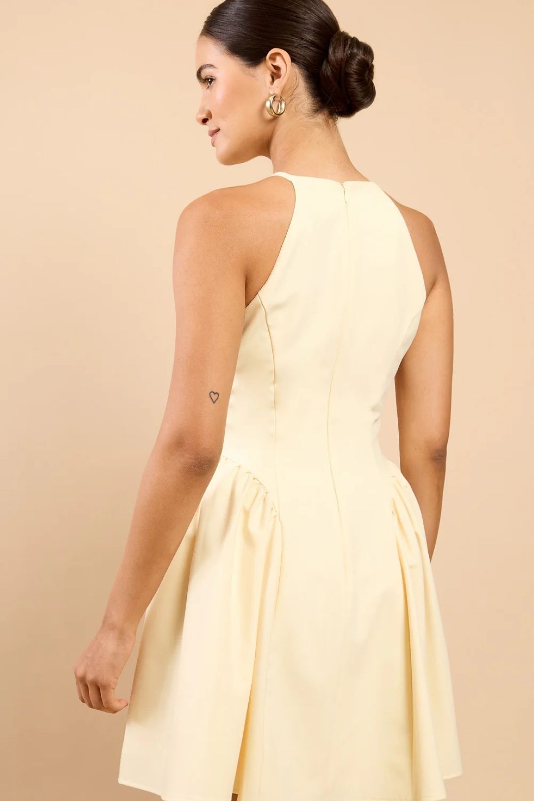 Little Mistress Lemon Tie Detail Mini Dress