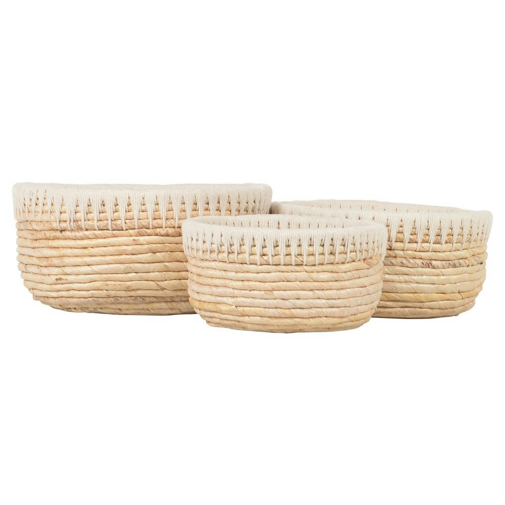 ROP - Paniers ronds en tressage Abaca et corde  (set de 3)