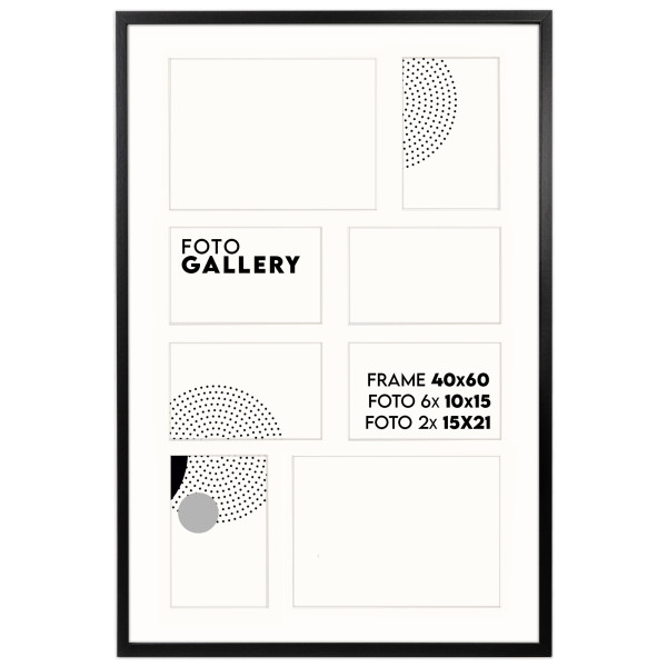 Ramka na 8 zdjęć 10x15 cm i 15x21 cm rama czarna foto galeria 40x60 FRAMAI®