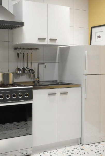 Szafka Kuchenna Biała Zlew 2 Komory 80 Bateria Wysoka