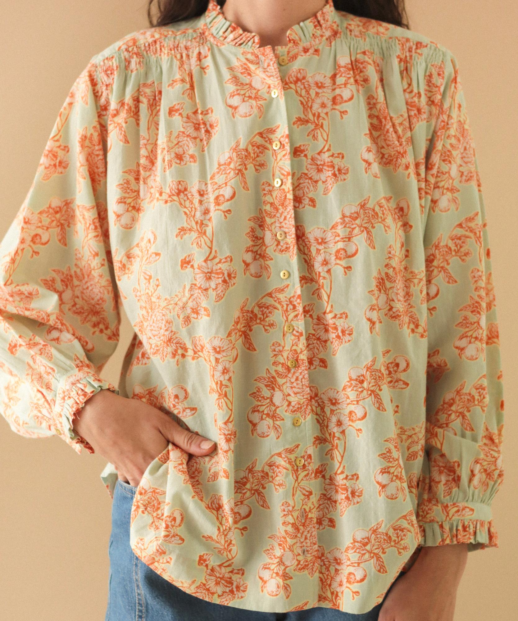 Blouse Anika en coton imprimé Toile d' Oranger - 100% coton