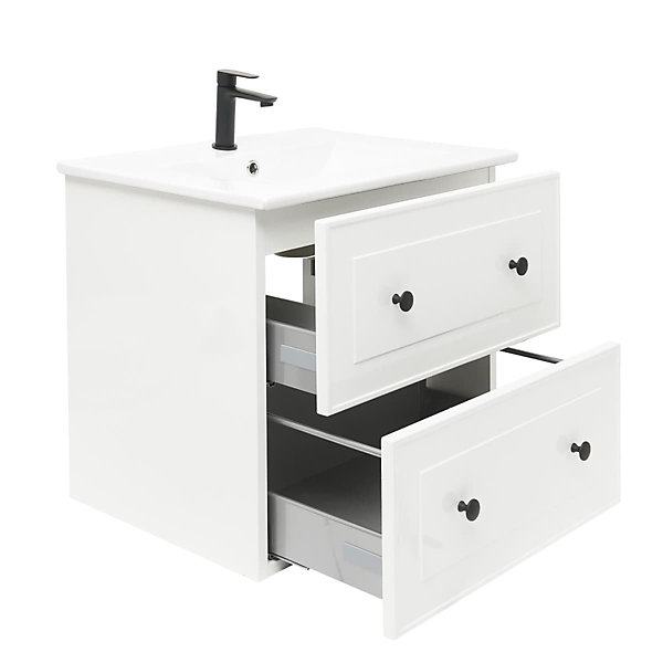 Meuble de salle de bain avec lavabo Naturel Forli 100x45x46 cm blanc (FORLI100BIU)