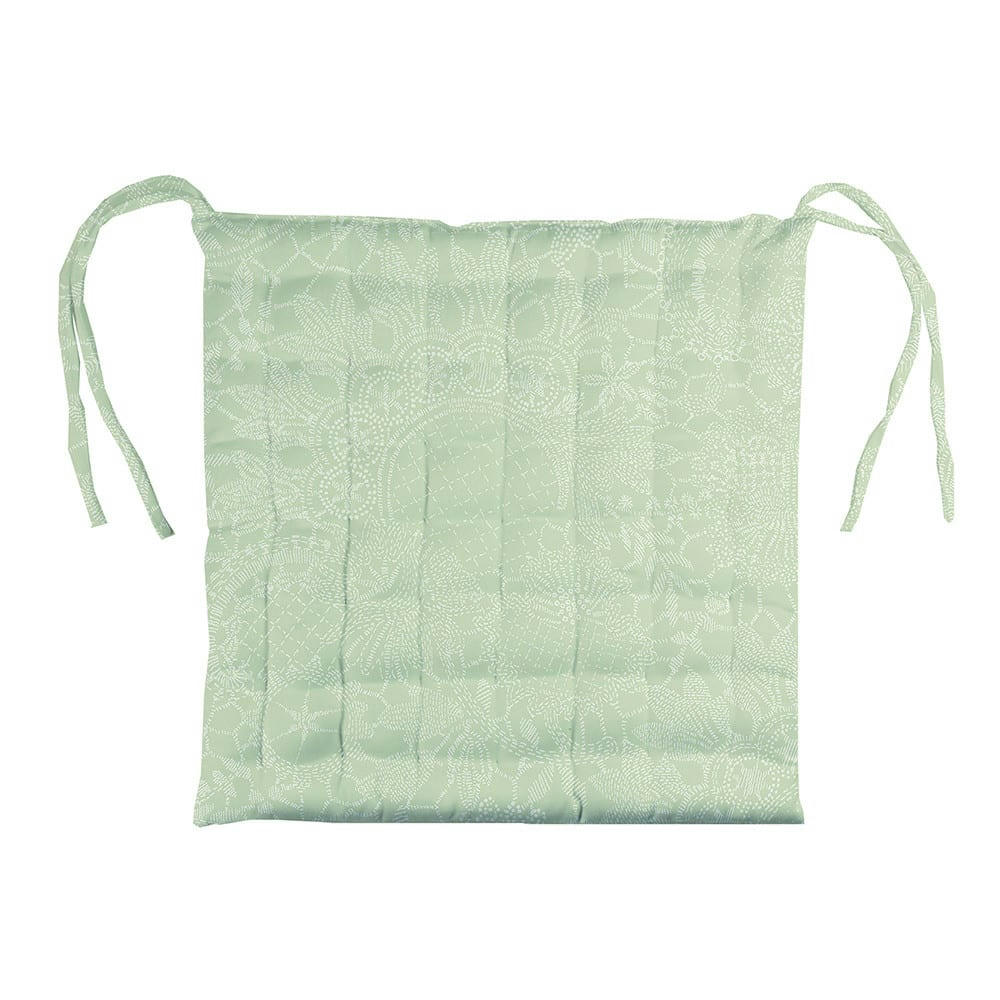 MILLE GUIPURES JADE - Galette de chaise enduit imperméable pur coton vert 38X38