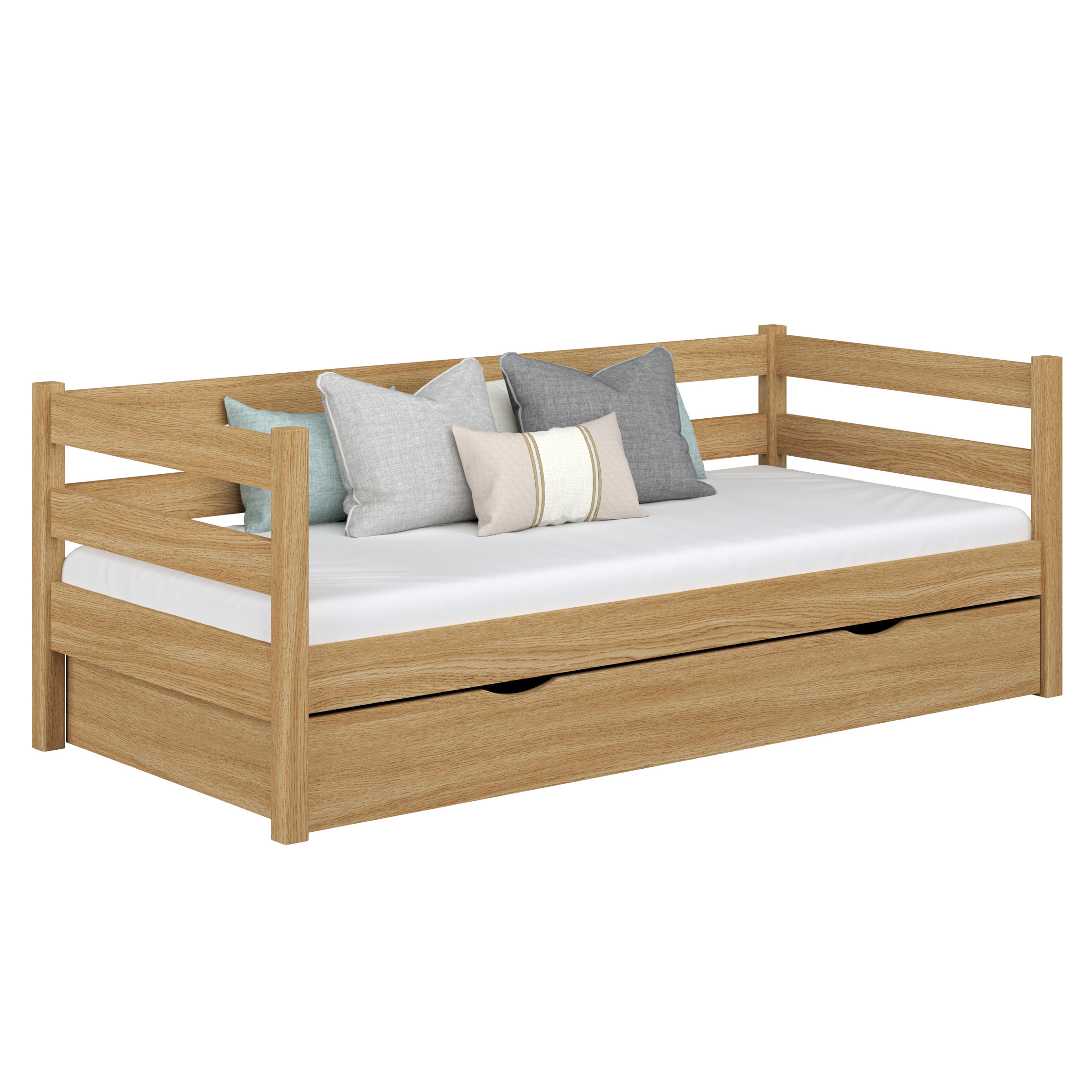 Dębowe łóżko sofa z szufladą N01