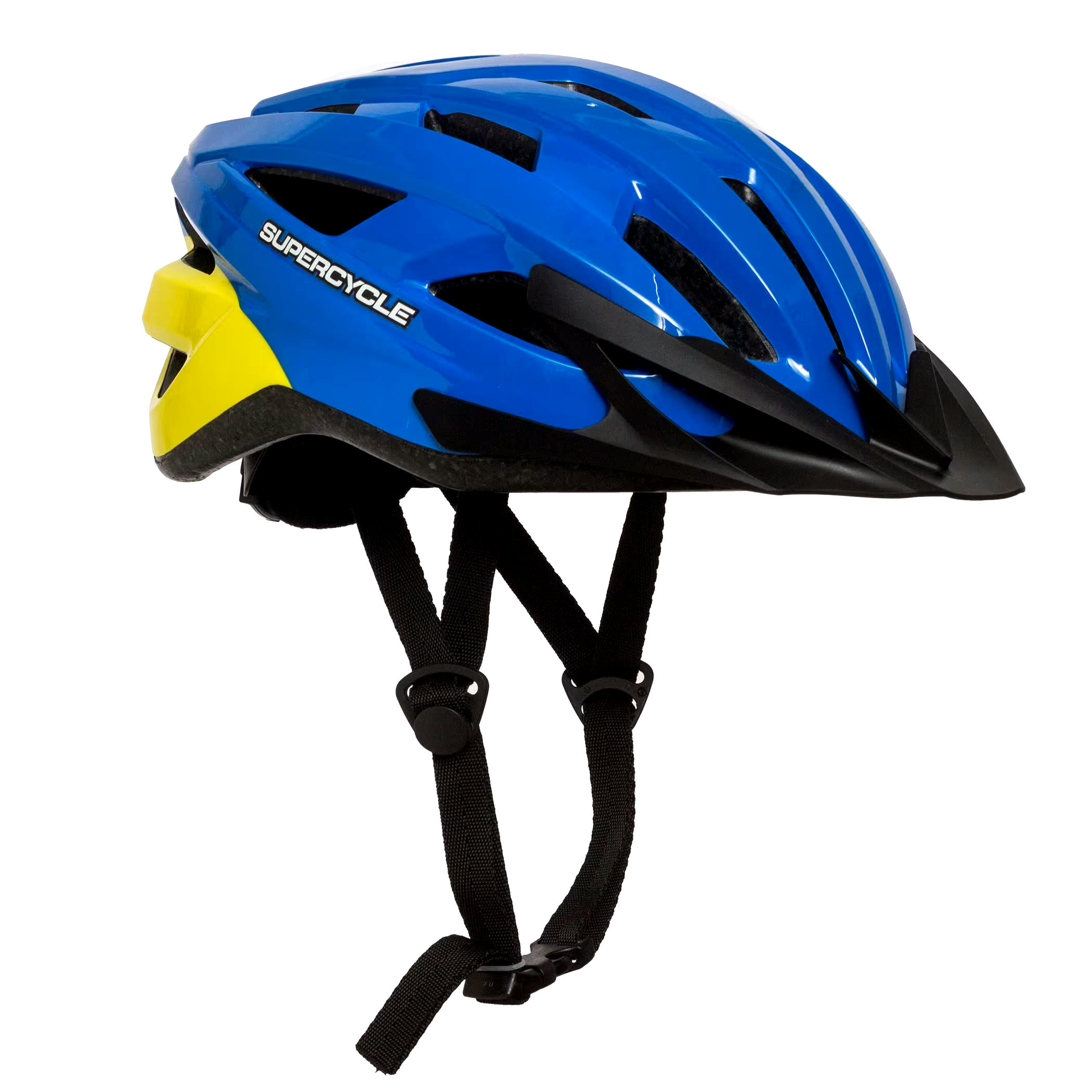 Supercycle Pursuit Bike Helmet, Youth, Blue/Yellow