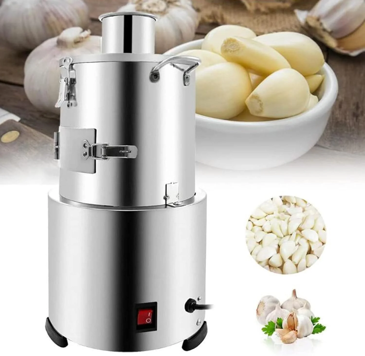 Commercial Electric Garlic Peeler Machine 200W 110V/220V 30kg/H Stainless Steel Garlic Peeling  Separating Machine for Home Restaurant(110V)