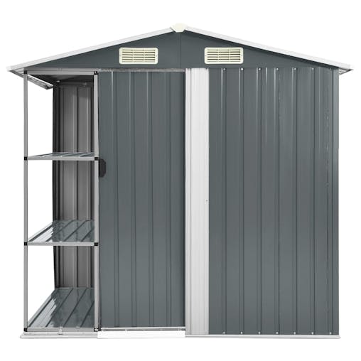 NNEVL Garden Shed with Rack Grey 205x130x183 cm Iron