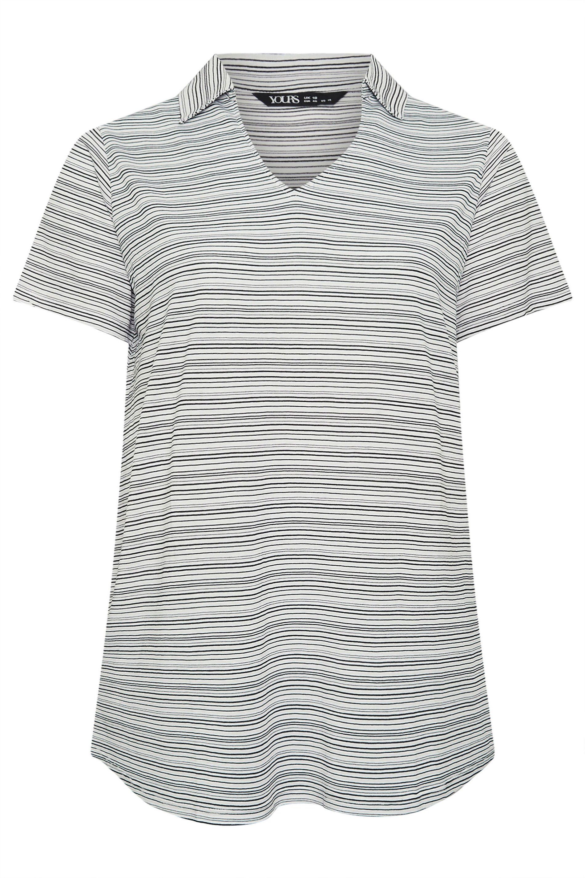 Yours Stripe Print Collared Top