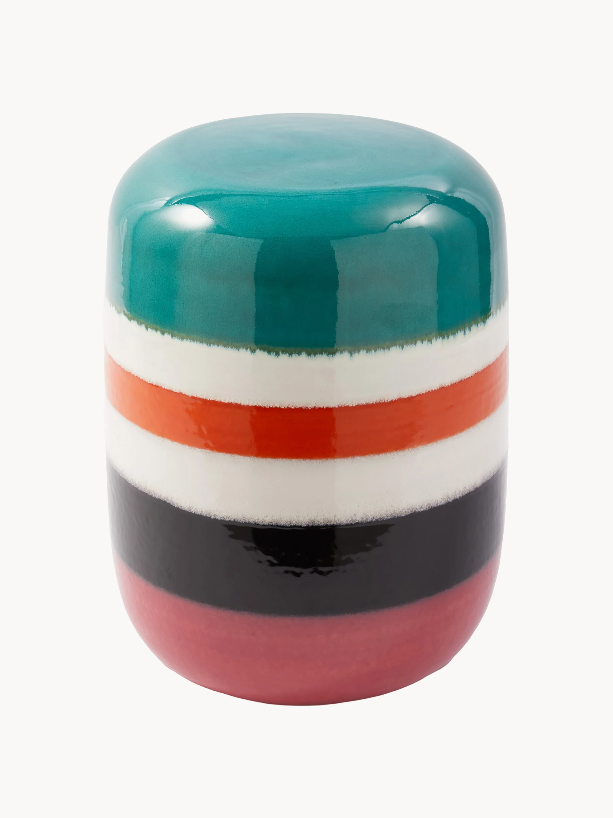 Runder Beistelltisch Striped Pill, handgefertigt