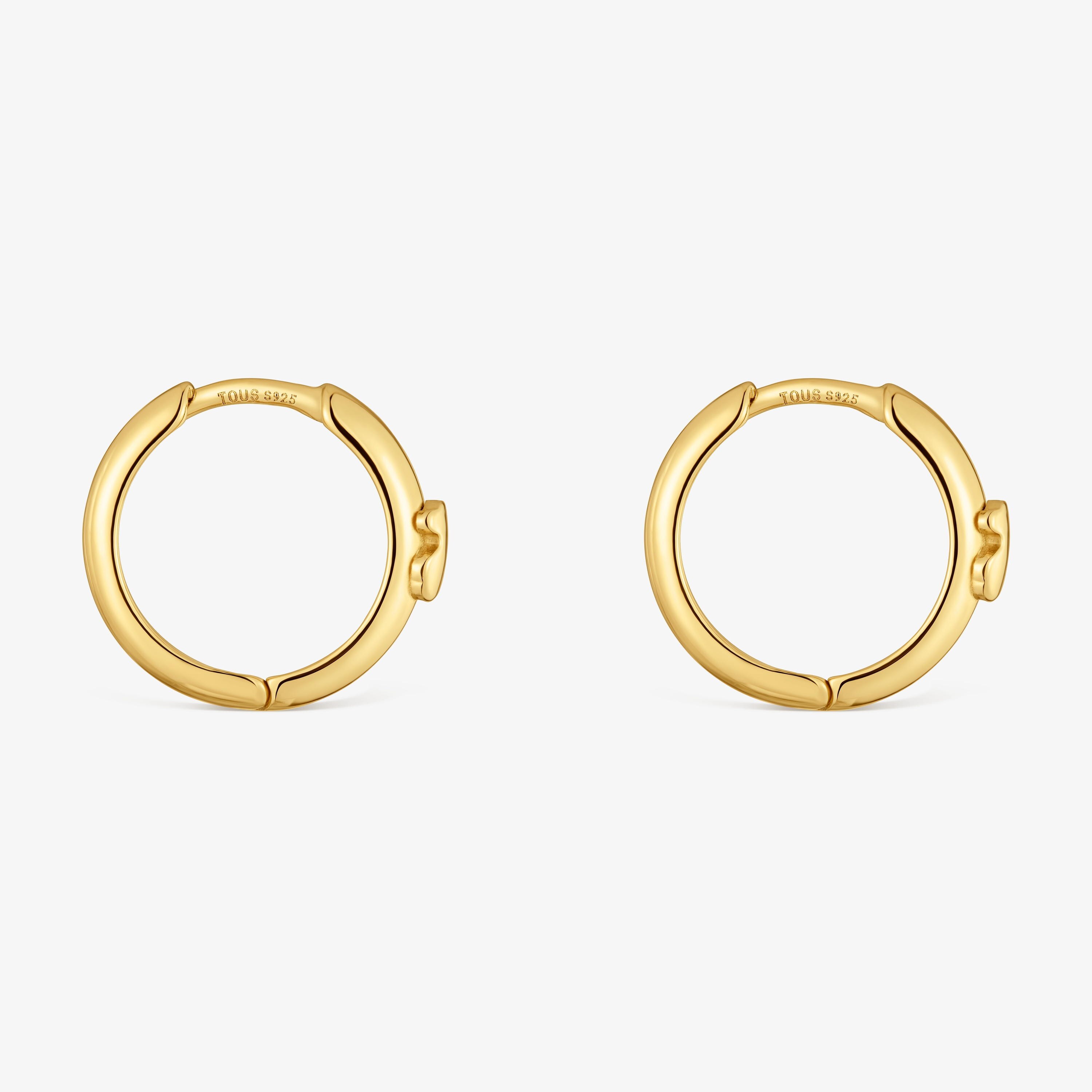Pendientes aro con oso y baño de oro de 18 kt sobre plata 12 mm TOUS Basics