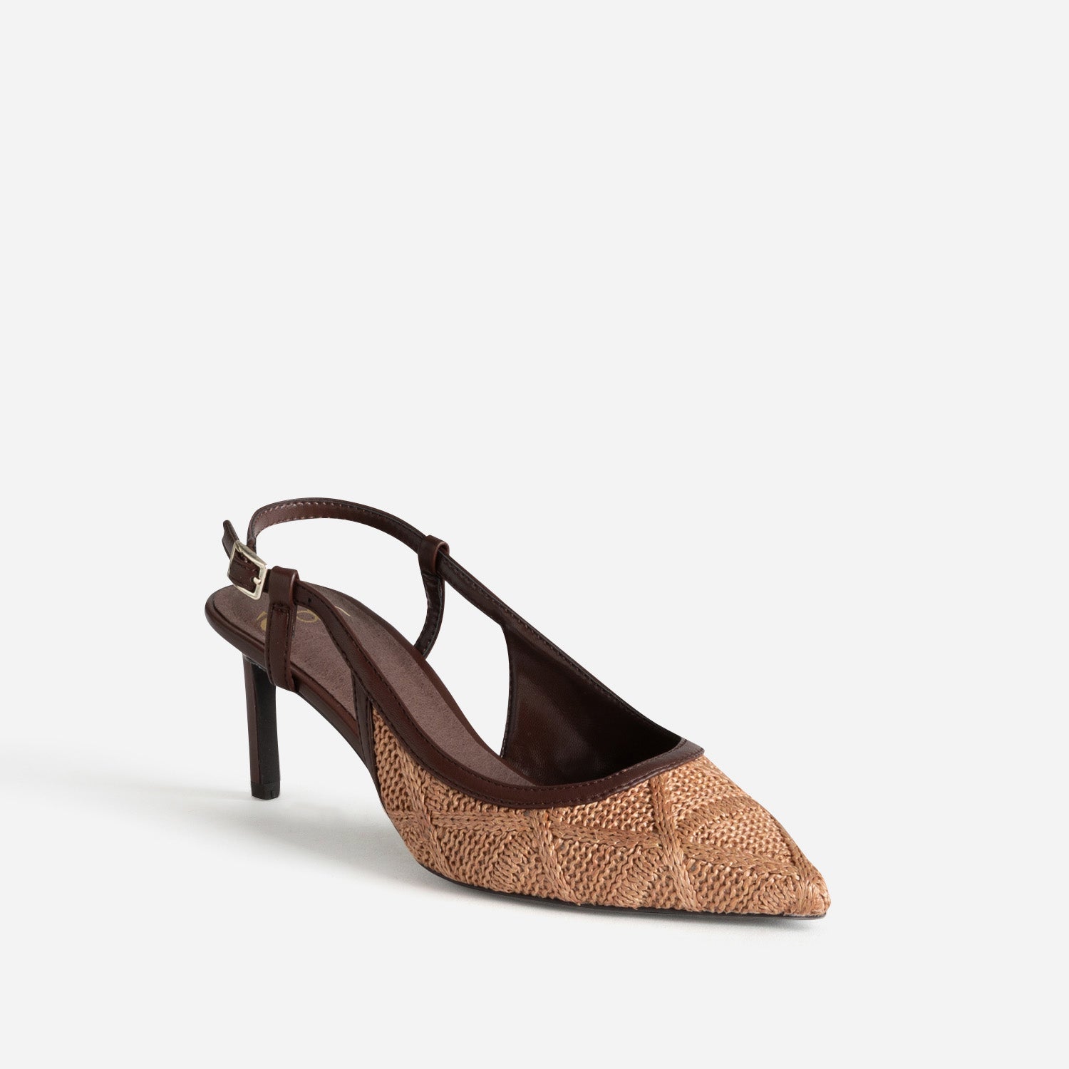 Escarpin slingback marron tressé