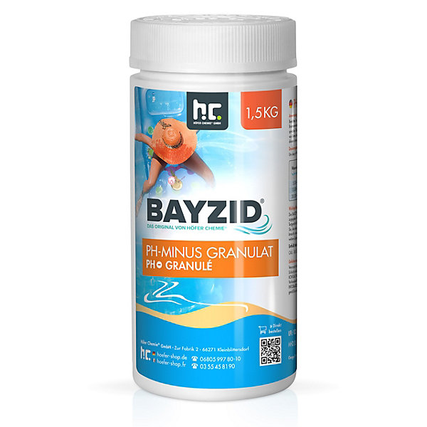 Bayzid Ph Minus Granulés 12 x 1,5 Kg, Régulation Sûre Et Efficace Du Ph Piscine