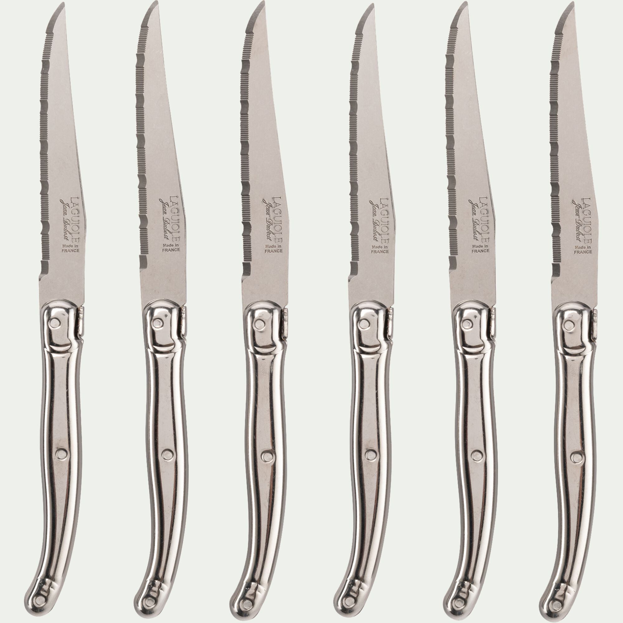 CRISTE - Bloc en bois de 6 couteaux à steak en acier - gris métallisé