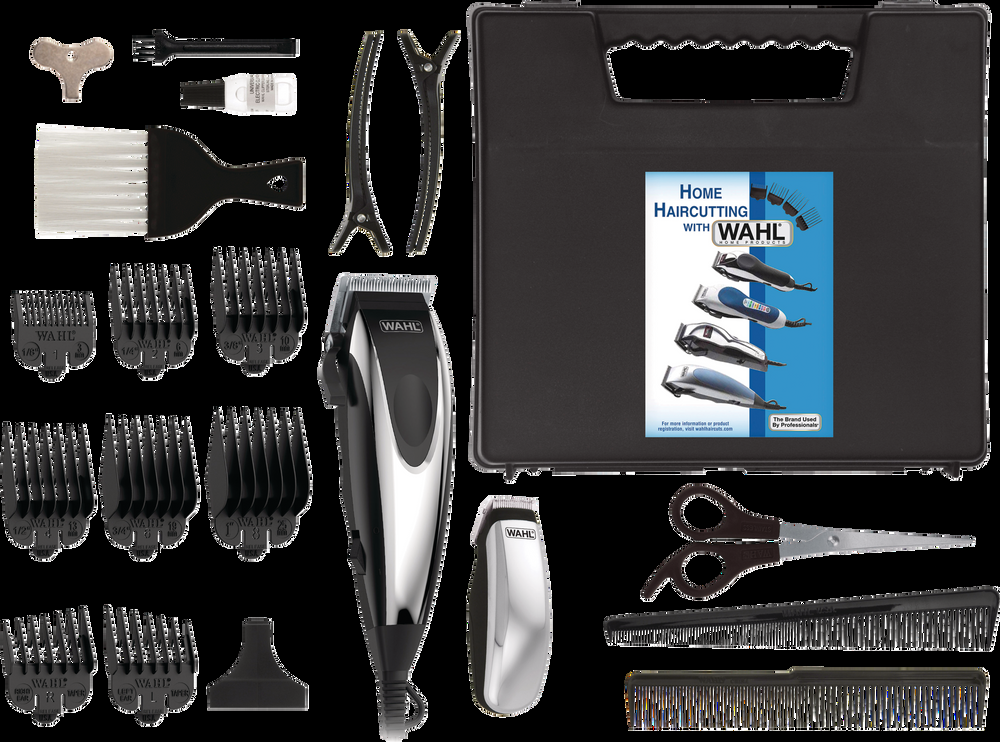 Wahl Deluxe Chrome Pro Haircutting Kit with Trimmer/Clipper, Guide Combs & Scissors, 22-pc