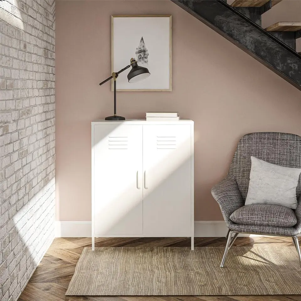 Mission District - Kledingkast met 2 deuren en wit metaal