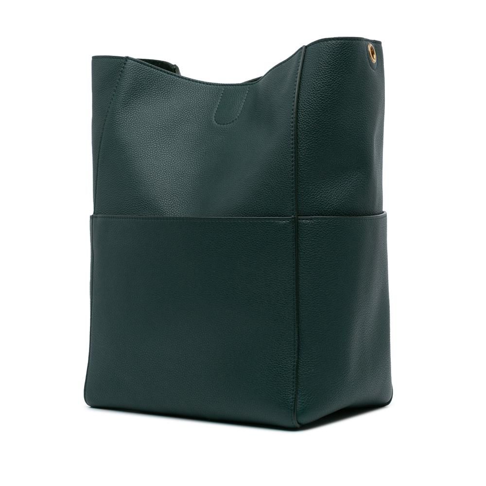 Celine Preloved Medium Leather Tote Wo - Green Bucket Bags