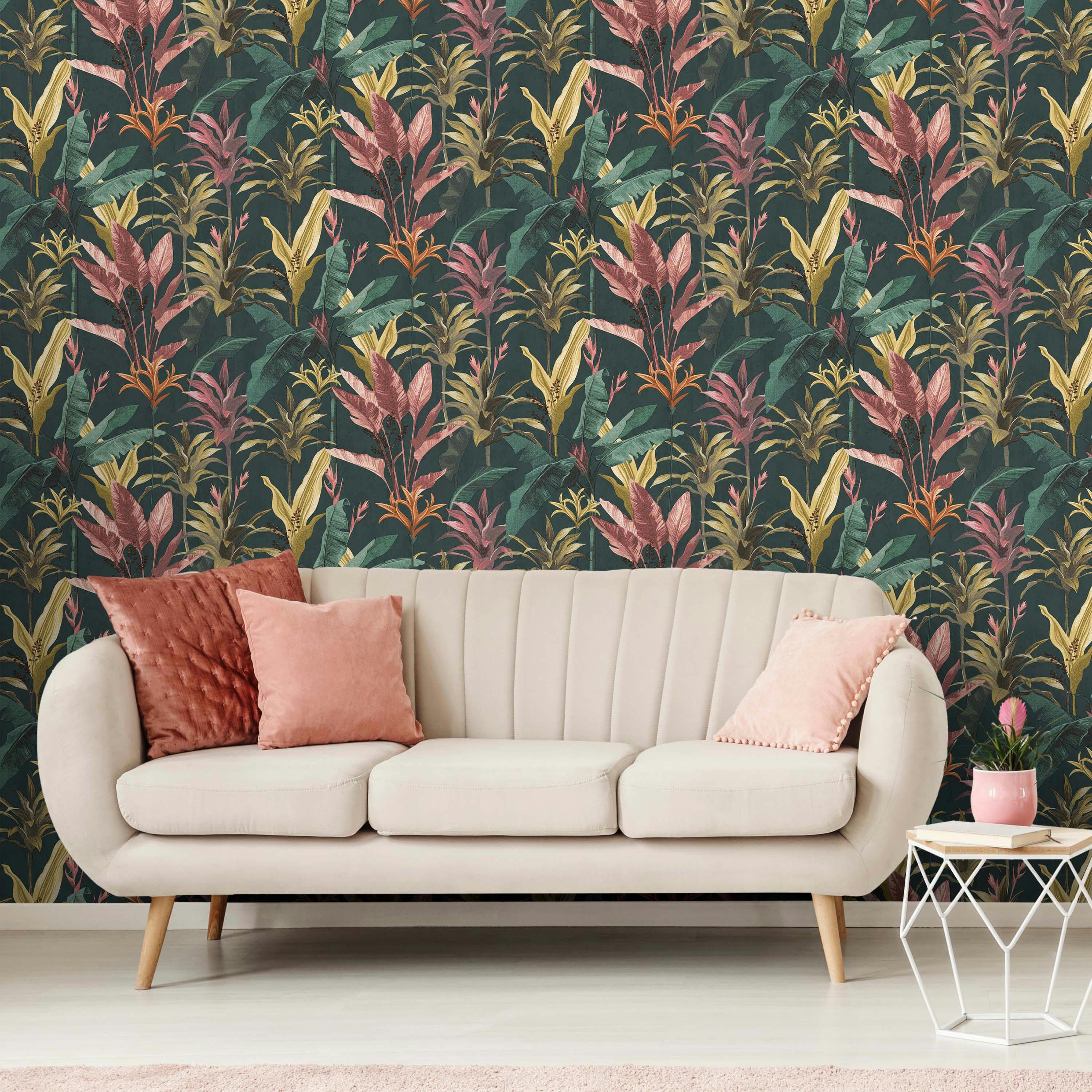 - papier peint vintage botanique vert 1005x52cm