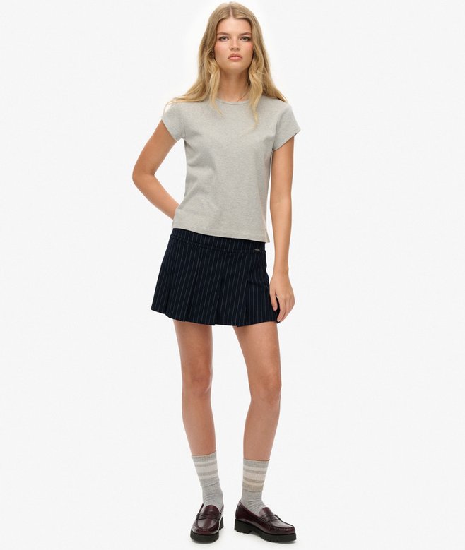 Pinstripe Pleat Mini Skirt
