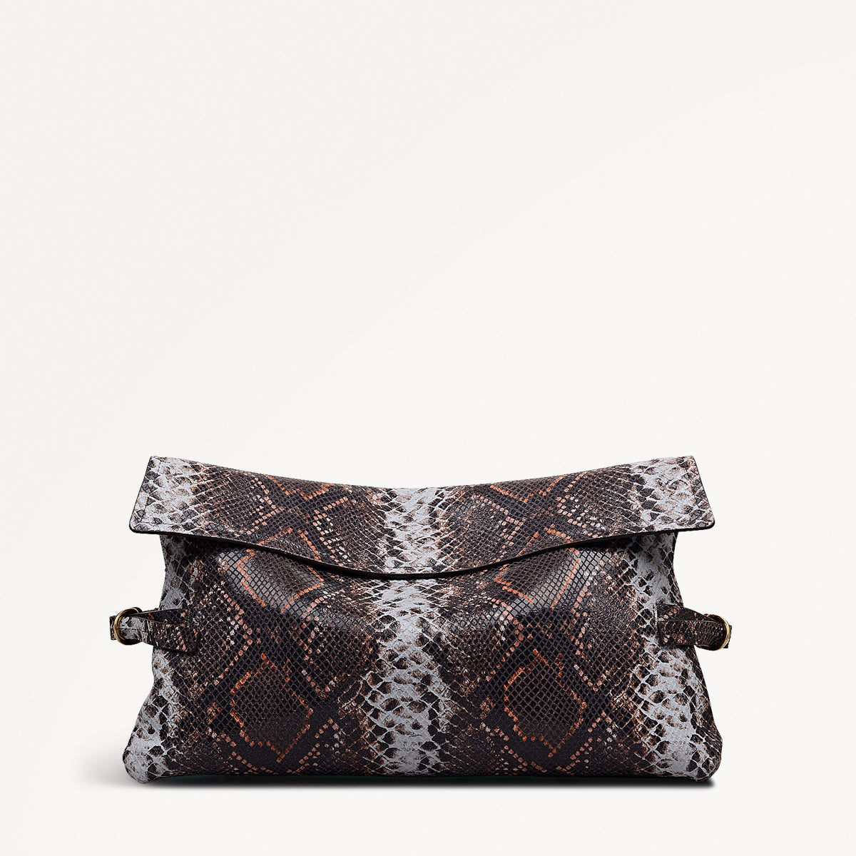 Fleet Street - Faux Snake Large Flapover Clutch Bag - RHE24303