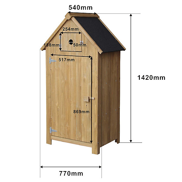 Abri de Jardin en Bois Rangement - Toit en Bitume - 770x540x1370mm Jardin Terrasse &Balcon