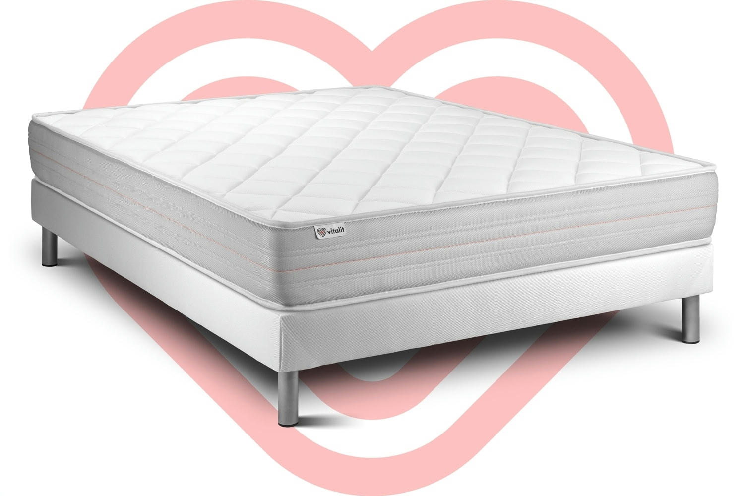VITALMEMO - Ensemble Mousse  à mémoire de forme 140x190cm Gris